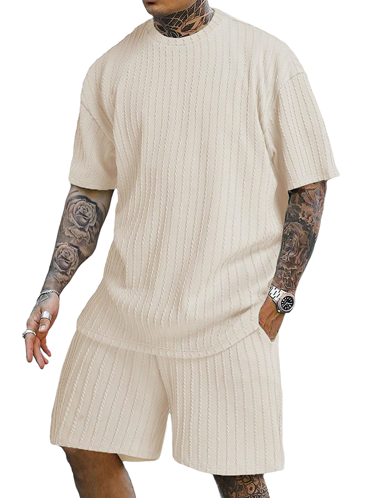 Men's casual gorgeous textured printed shorts set 559