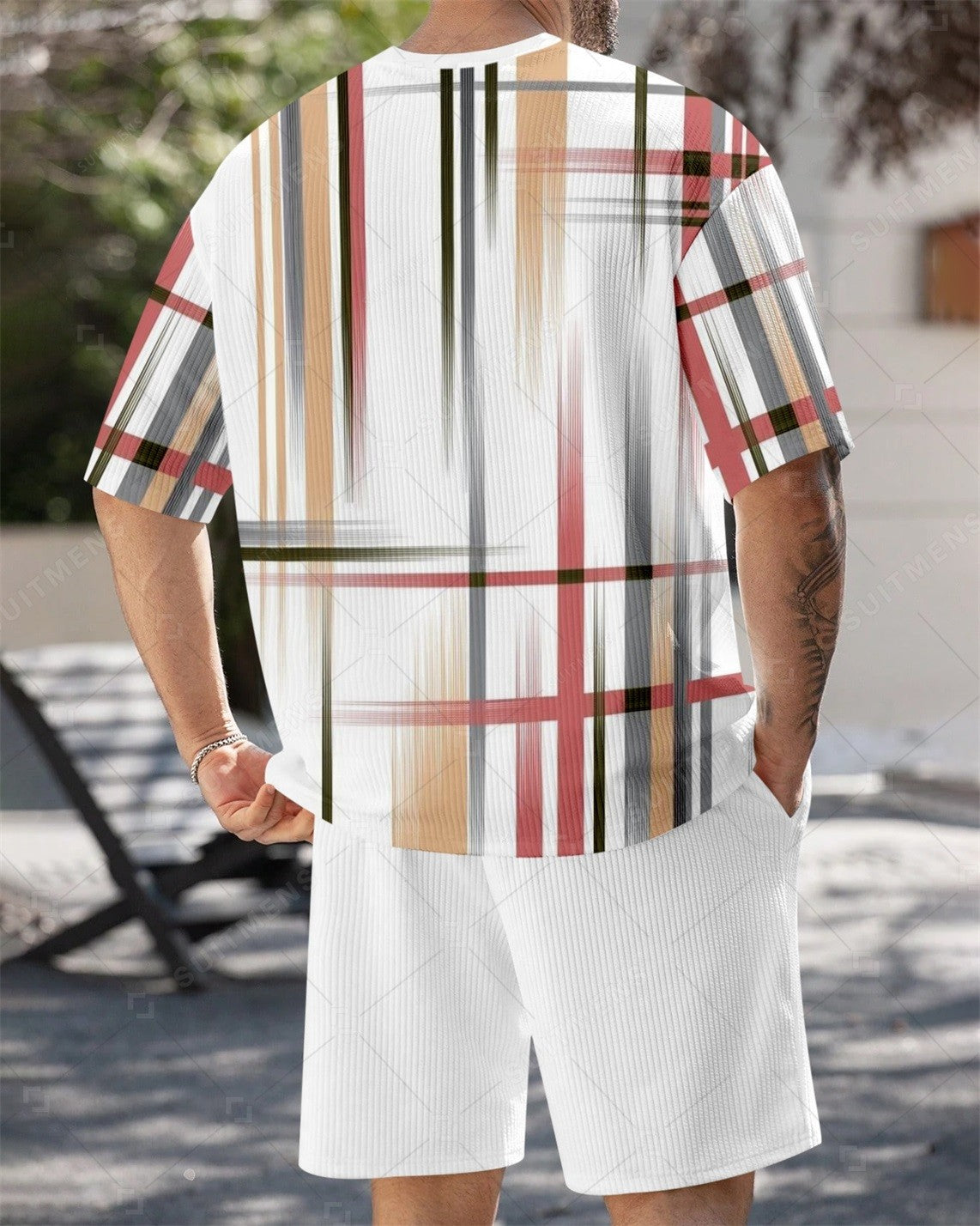 Men's Simple Color Matching Summer Round Neck Set 197