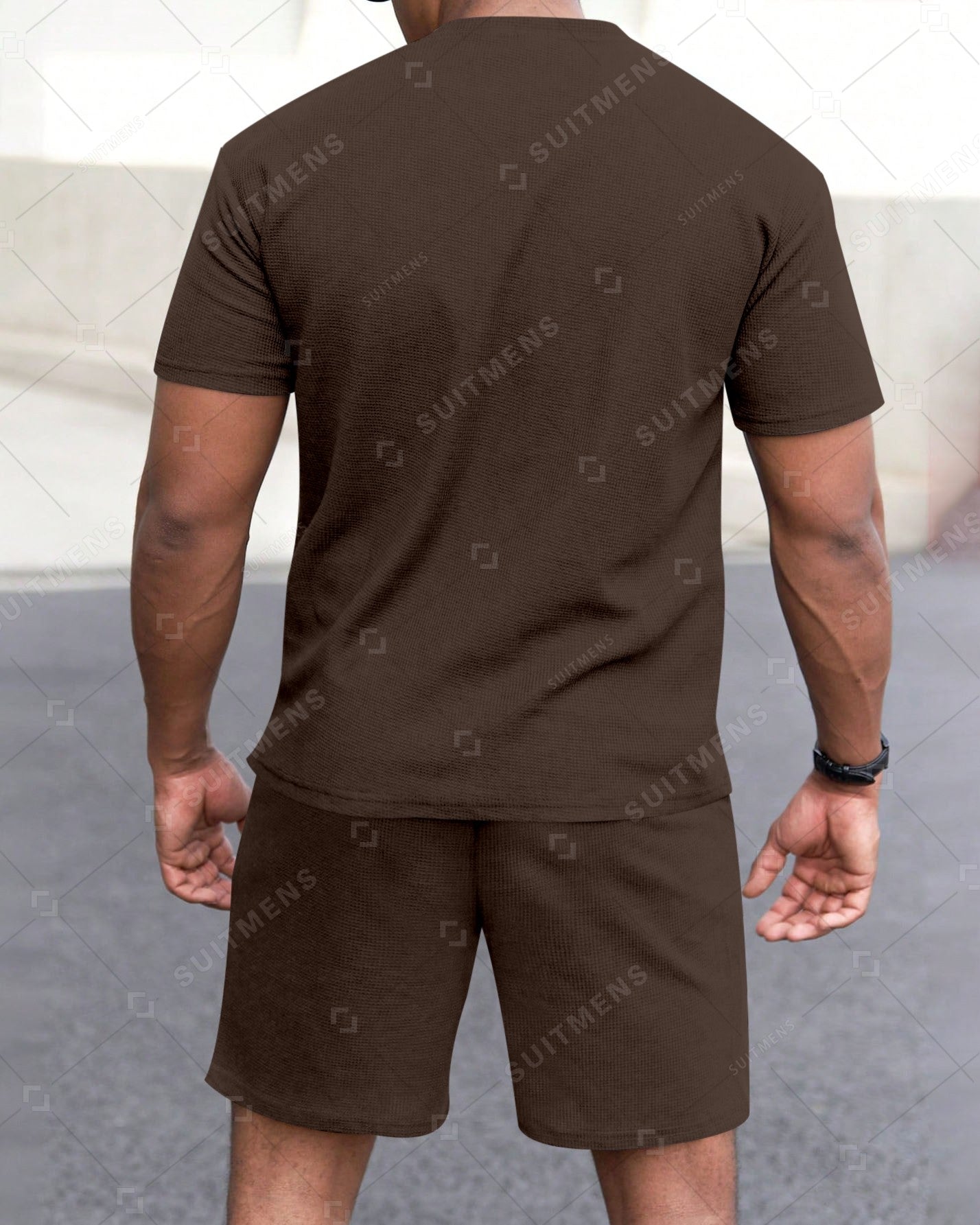 Men's Summer Colorblock Printed Round Neck Set 289