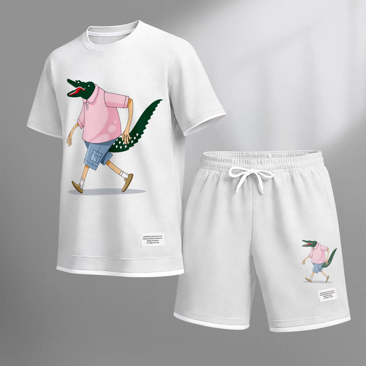 Men's Luxury Waffle-Knit Short-Sleeve Shirt & Shorts Set 16