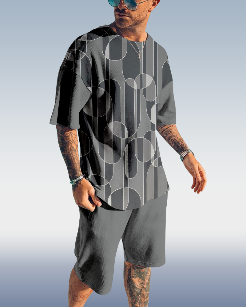 Men's Paisley Print Shorts Set 446