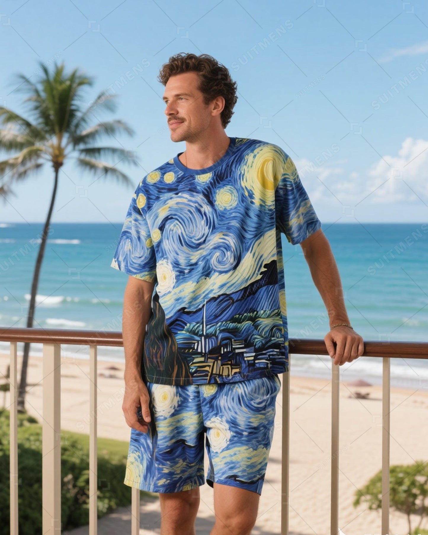 Men's Summer Vacation Round Neck Set 026