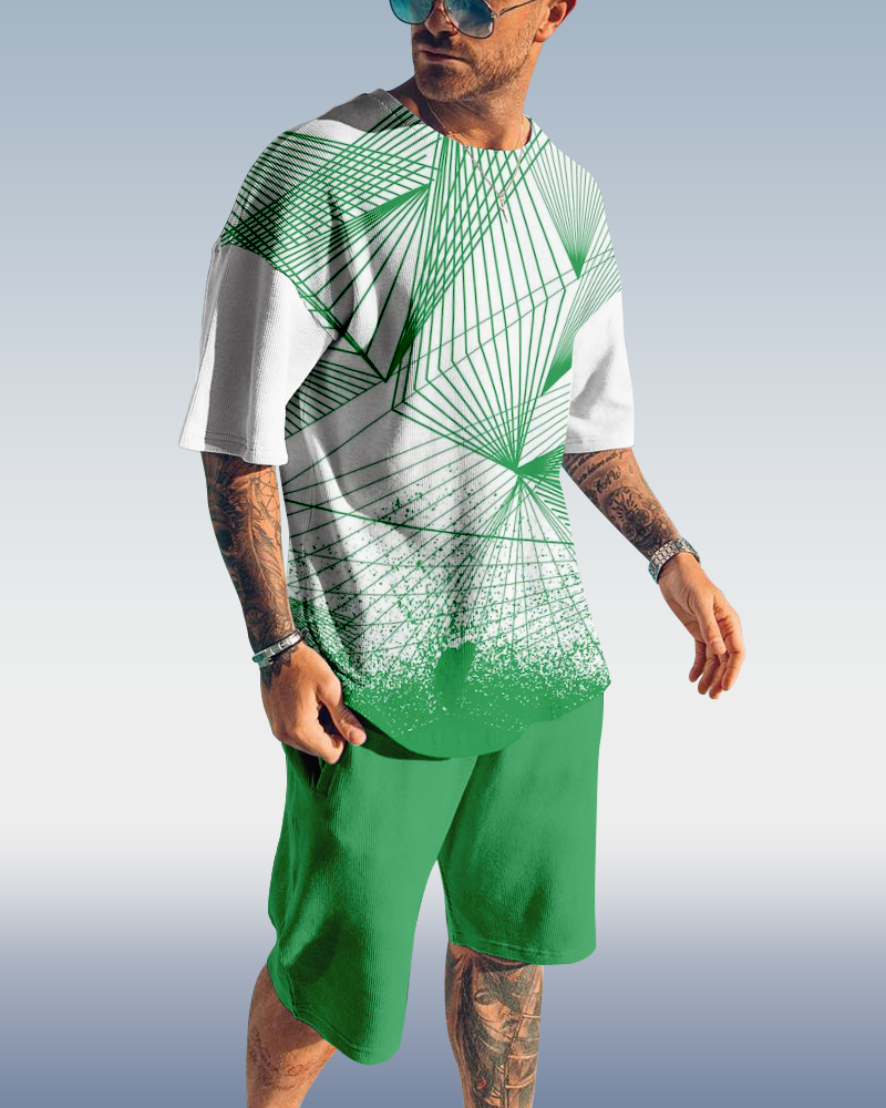 Men's Paisley Print Shorts Set 444