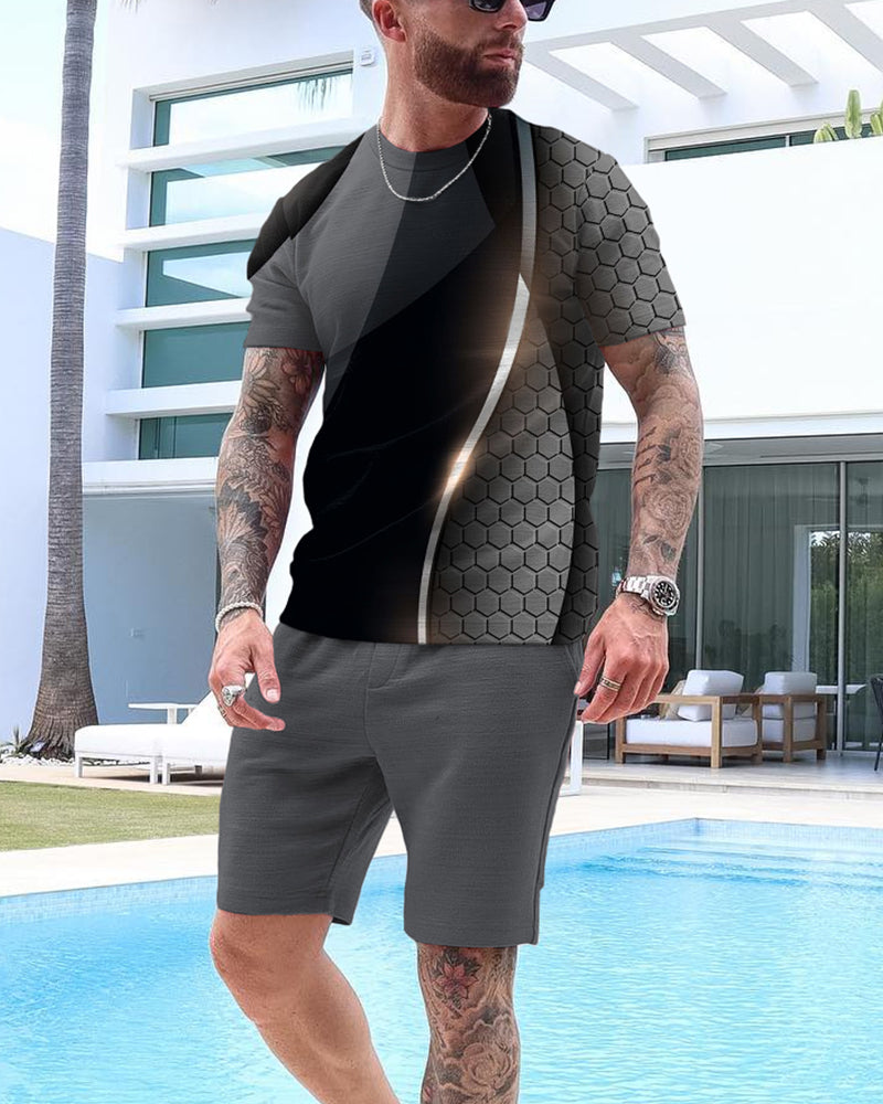 Men's Gradient Print Shorts Set 36