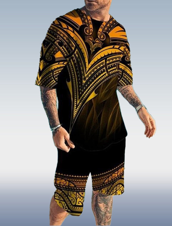Suitmens Men's Ombre Print Shorts Set 131