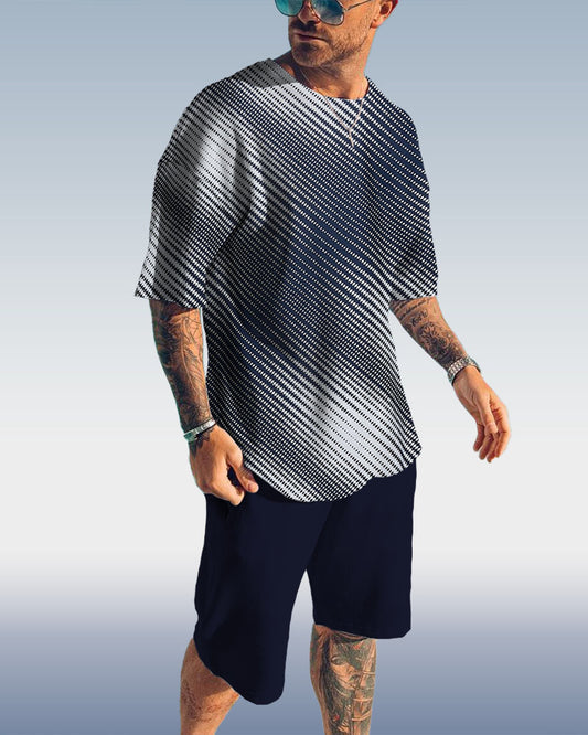 Suitmens Men's Casual Gradient Print Set 049