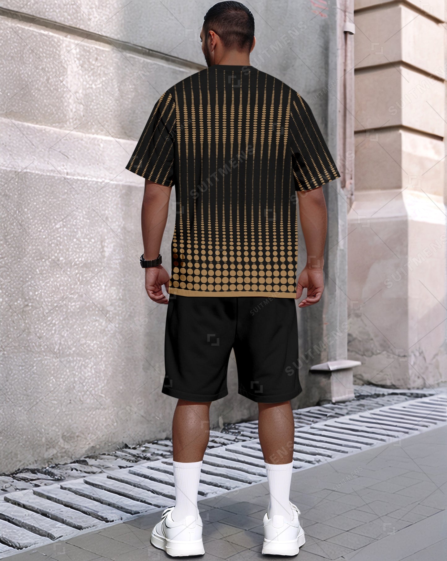 Men's Summer Color Matching Round Neck Set 596
