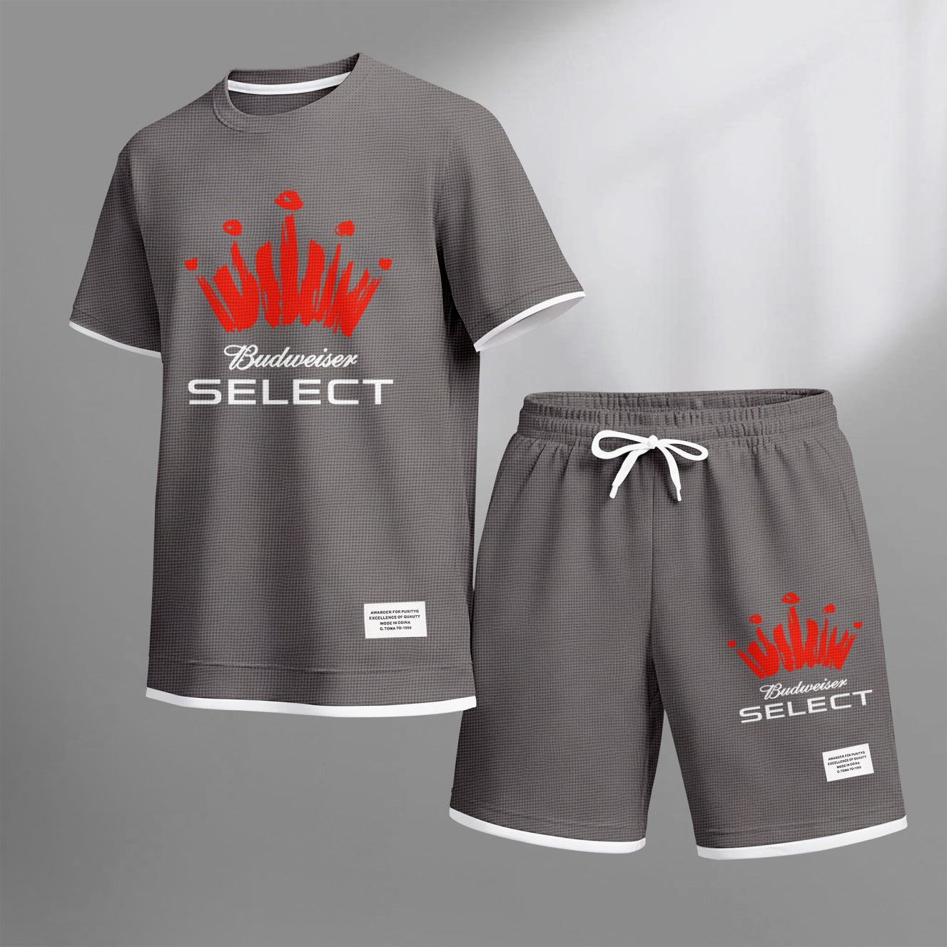 Men's Mexican Vacation Beer Print Waffle Fabric Short-Sleeved Shirt And Shorts Set