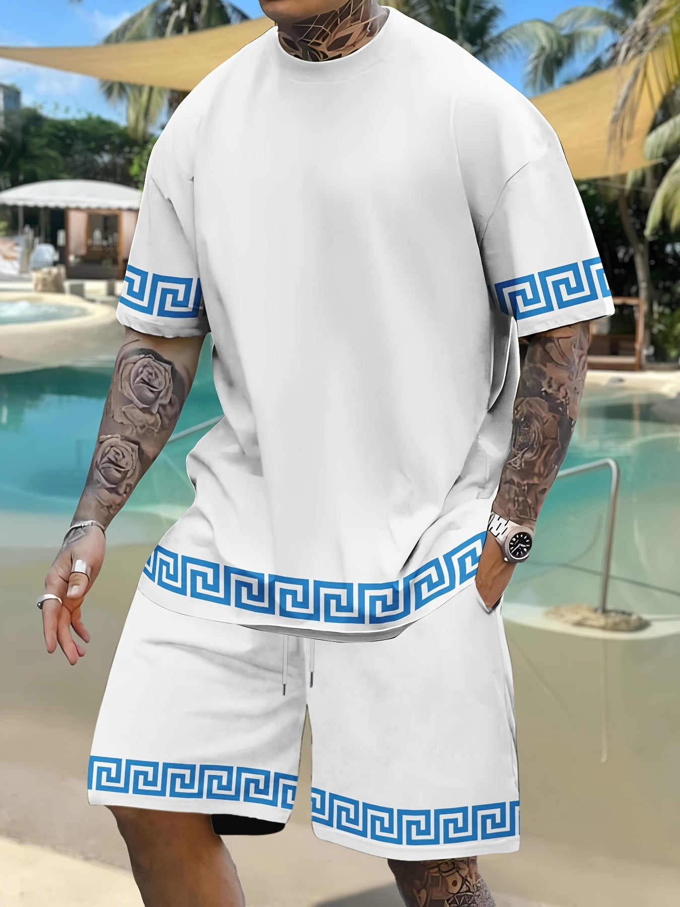 Men's Summer Gorgeous Printed Round Neck Set 960