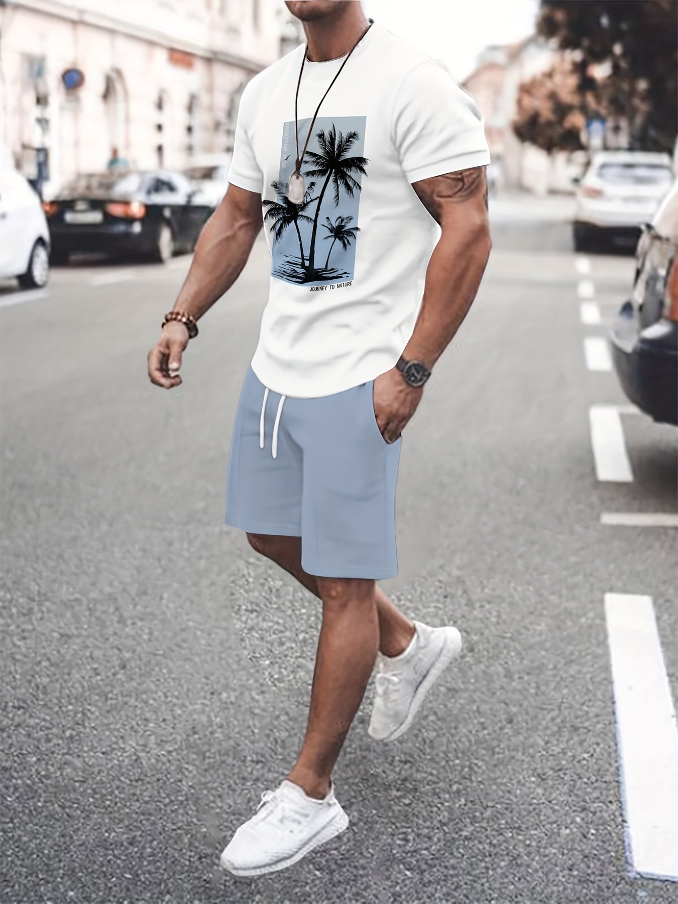 Men's Holiday Summer Round Neck Set 125