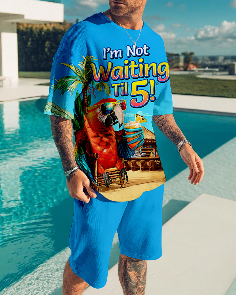 Suitmens Men's Hawaiian Tiki Parrot Printed shorts Set  229