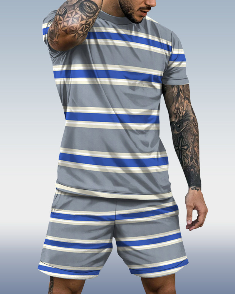 Men's spring and summer striped printed suit 013