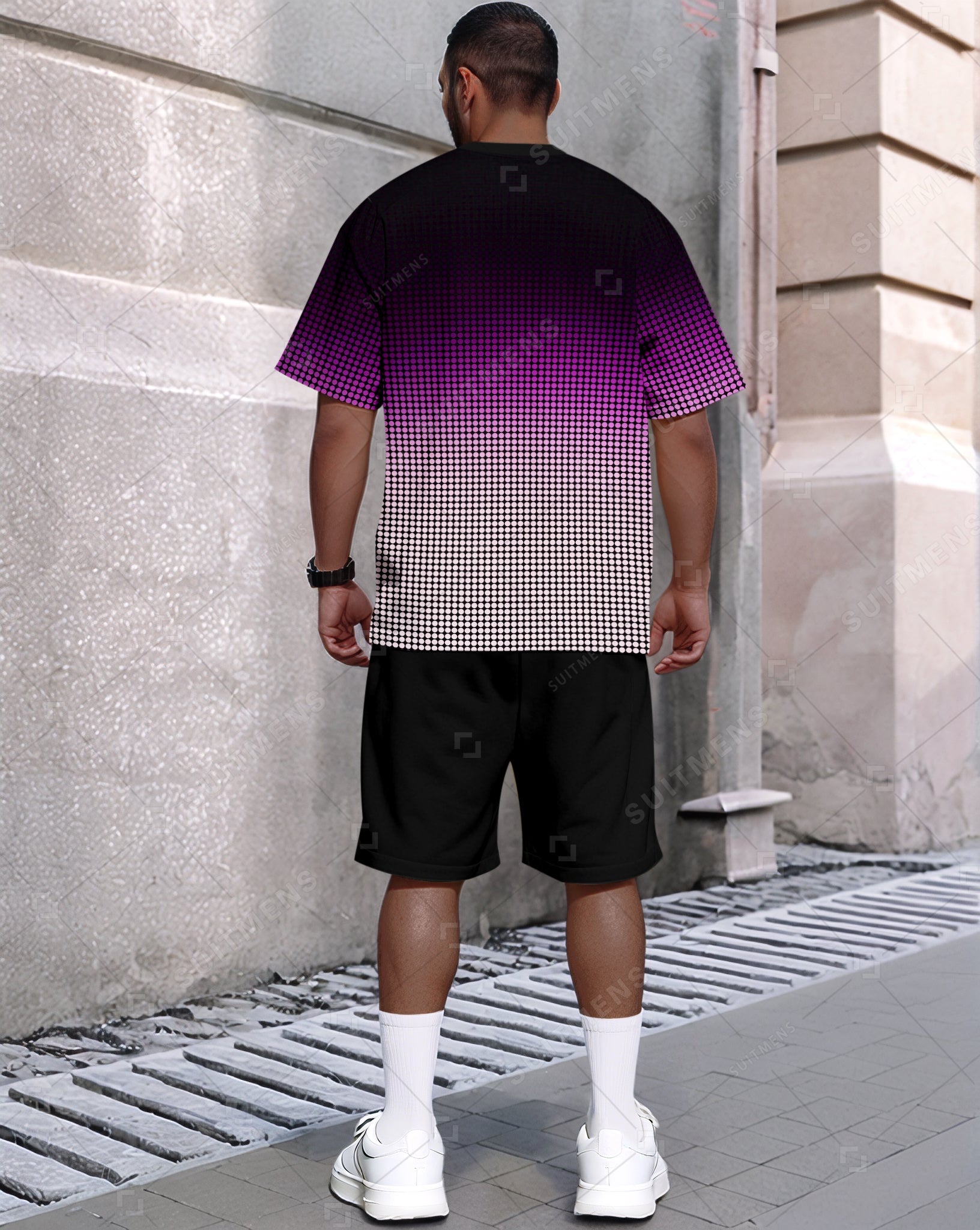 Men's Summer Polka Dot Print Round Neck Set 607