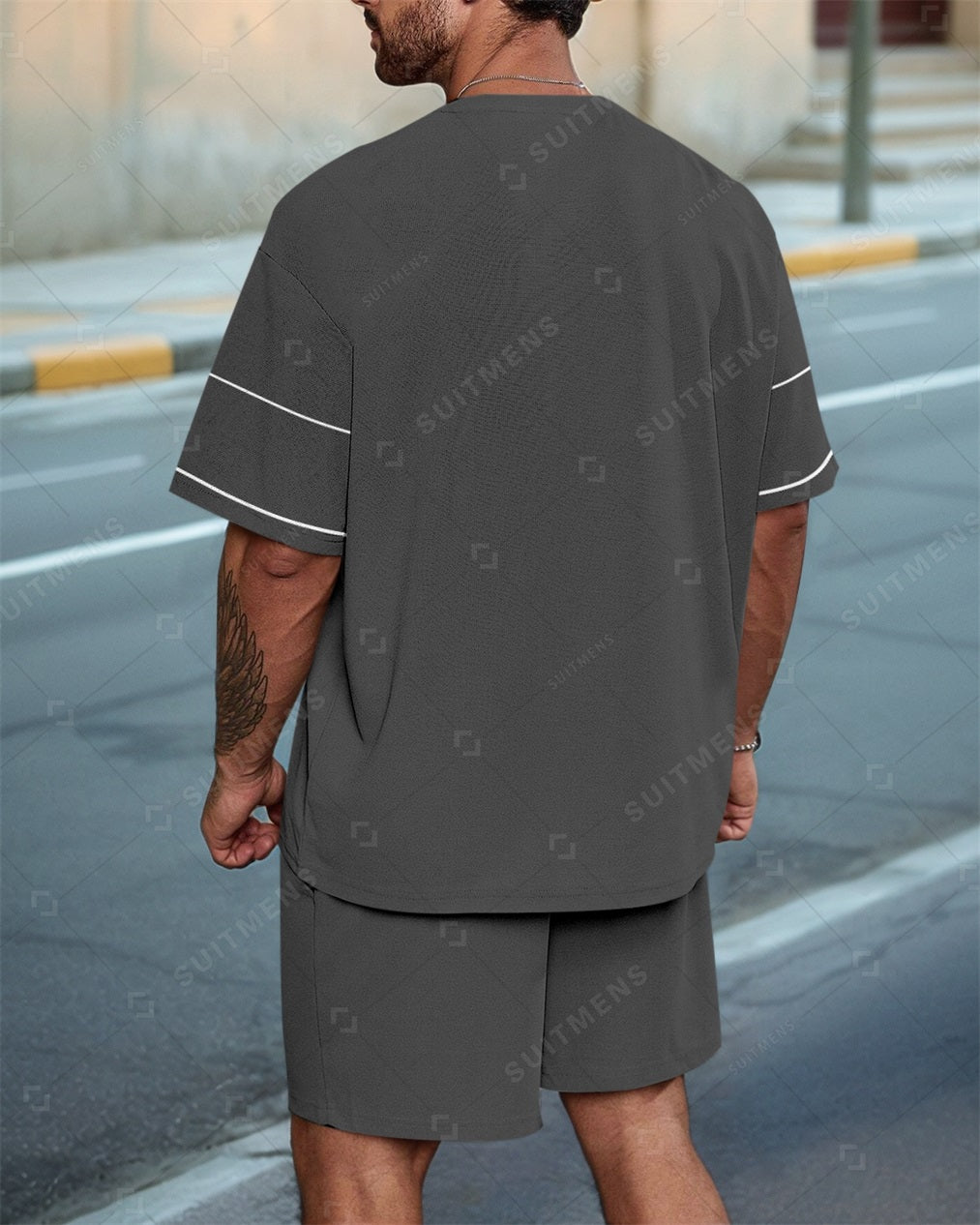 Men's Striped Casual Summer Round Neck Set 0120