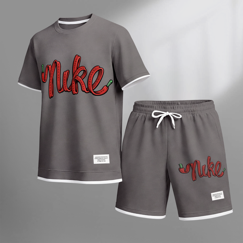 This Men's Western Bunny Classic Logo Drawstring Shorts Set Is An Ideal Choice For Spring And Summer. This Casual Summer Set Includes A Short-Sleeved Shirt And A Pair Of Shorts, Suitable For Both Everyday Wear And Sports.