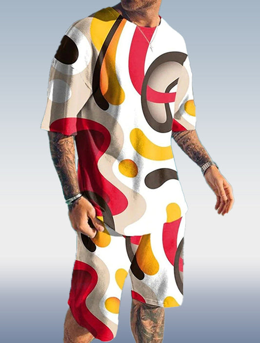 Suitmens Men's Art Print Shorts Set 145