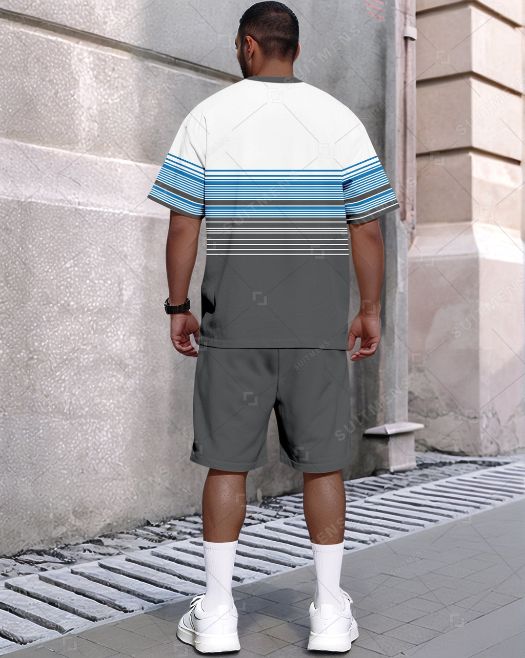 Men's Summer Color Matching Round Neck Set 602