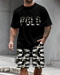Men's Summer Leopard Print Round Neck Set 495