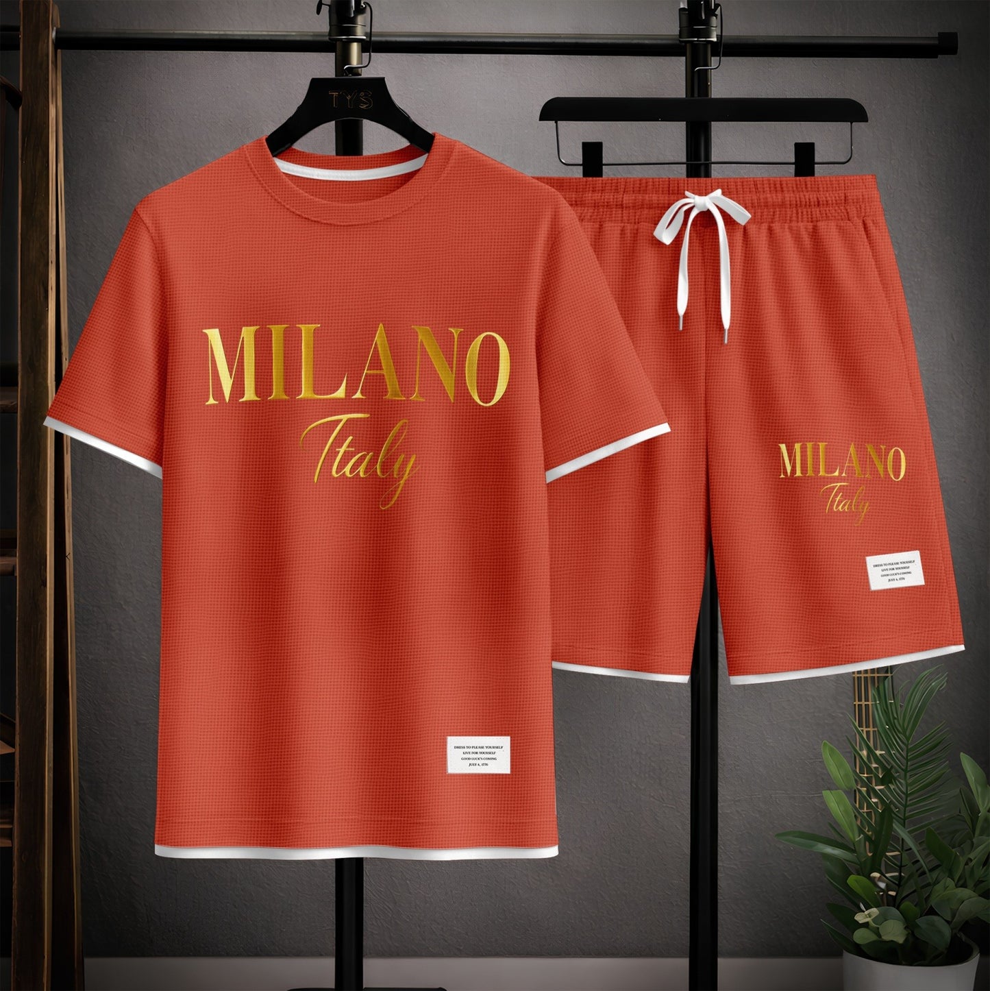 Men's Milano Graphic Print Short Sleeve Shirt and Drawstring Shorts Set, Casual Summer Two-Piece Outfit, Lightweight Breathable Relaxed Fit Athletic Set for Daily Wear, Beach, Vacation, Travel & Loungewear