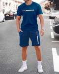 Manfinity Homme Men Letter Graphic Tee & Drawstring Waist Shorts Set