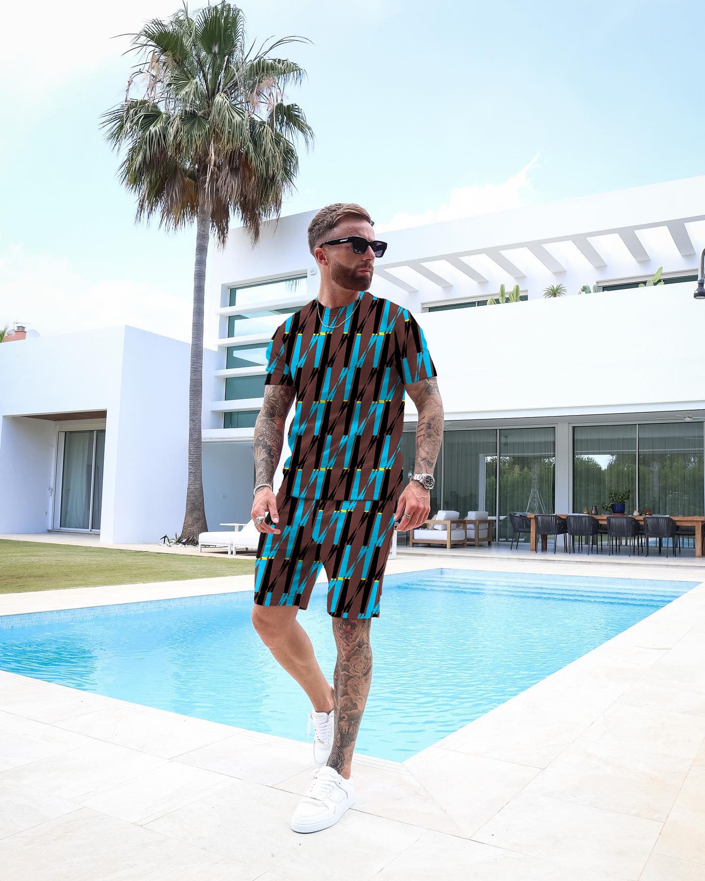 Men's Fashion Print Shorts Set 42