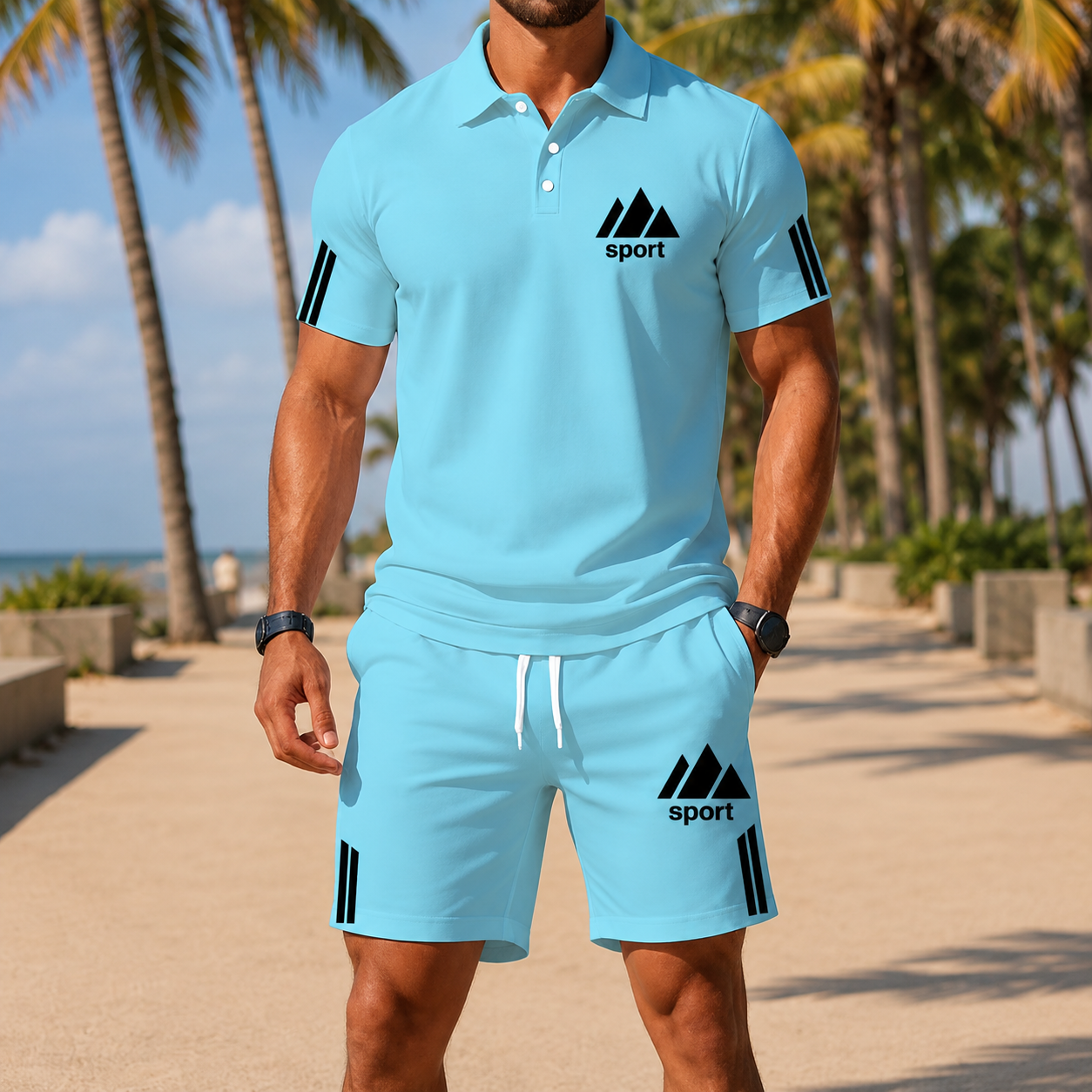 ⏰ Letzter Tag: 50% Rabatt! 🔥-Herren Sommer-Set mit Polohemd und Shorts