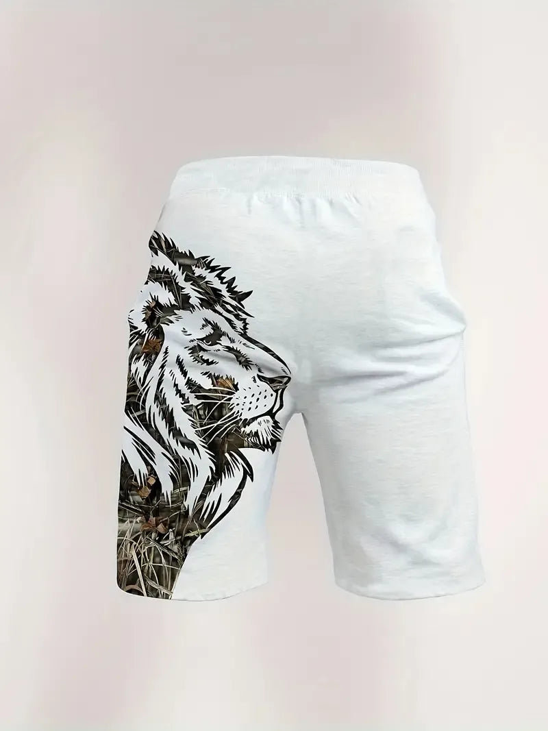 Men's casual color block printed shorts Set 54