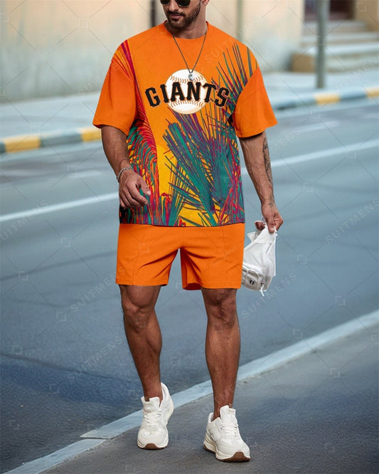 Men's Colorblock Casual Summer Round Neck Set 0112