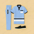Men's Casual Sky Blue Geometric  Printed Short-Sleeve T-Shirt And Pants Two-Piece Set204720