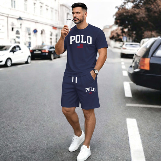 Men’s Summer 2 Piece Set, Flag Usa Letter Print Short Sleeve T Shirt and Drawstring Shorts Matching Outfit, Lightweight Breathable Casual Set for Travel, Streetwear, Beach, Vacation, and Daily Wear