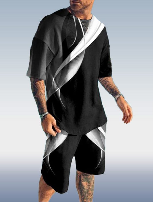 Suitmens Men's Black Gradient Shorts Suit