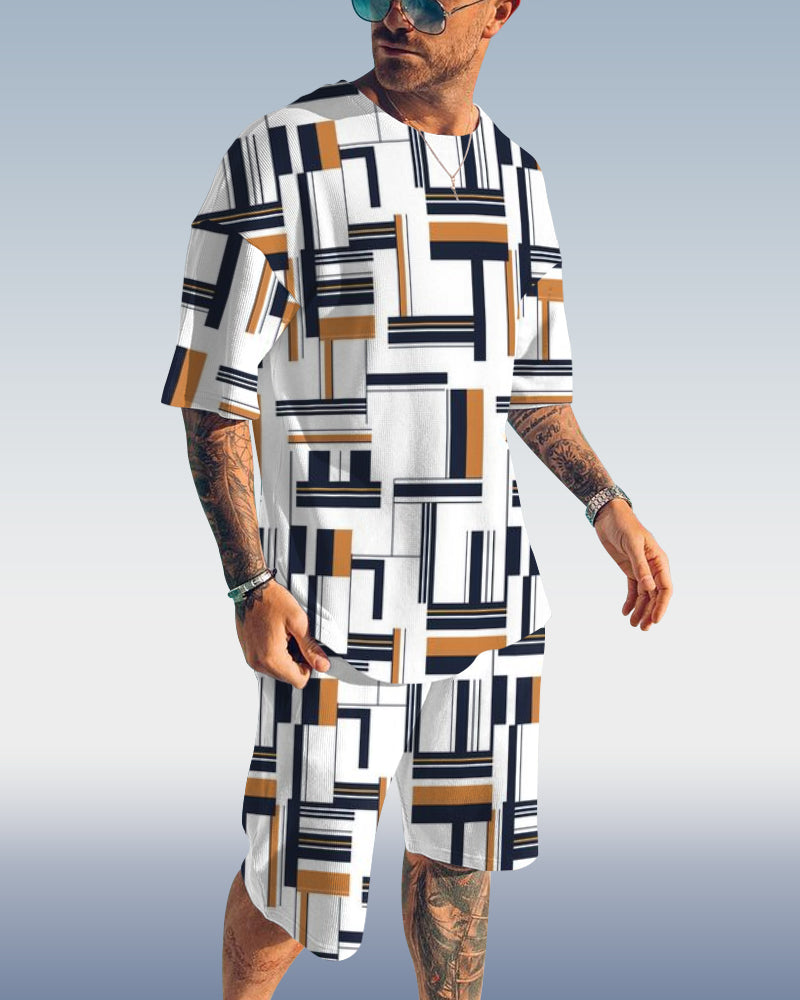 Suitmens Men's Casual Print Shorts Set 404