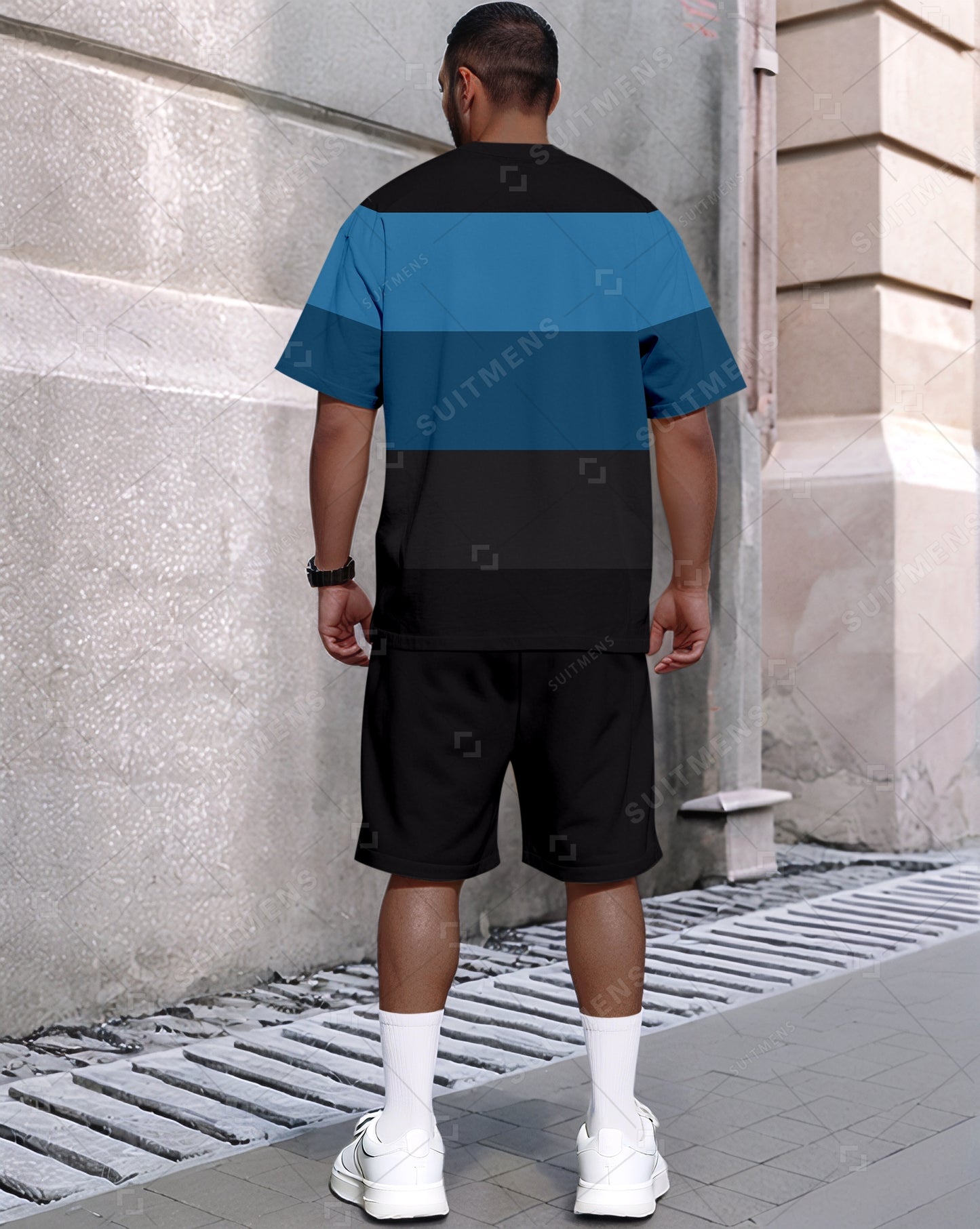 Men's Summer Color Matching Round Neck Set 610