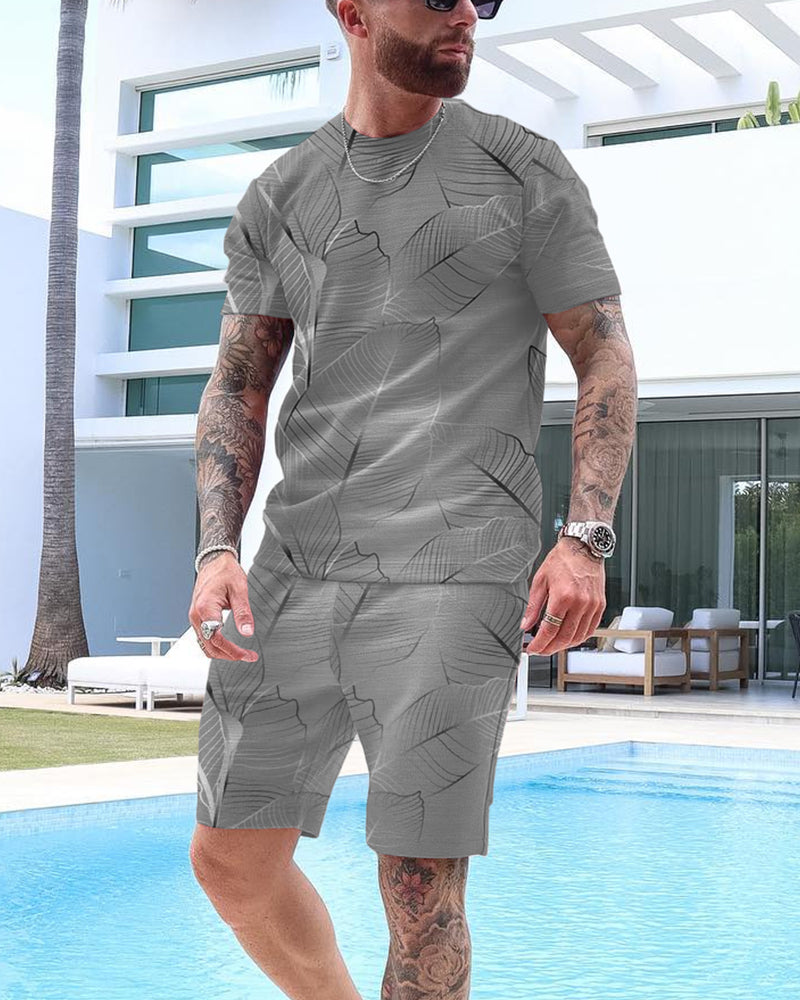 Men's Casual Fashion Printed Shorts Set 60