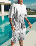 Suitmens Men's Art Tie Dye Shorts Suit
