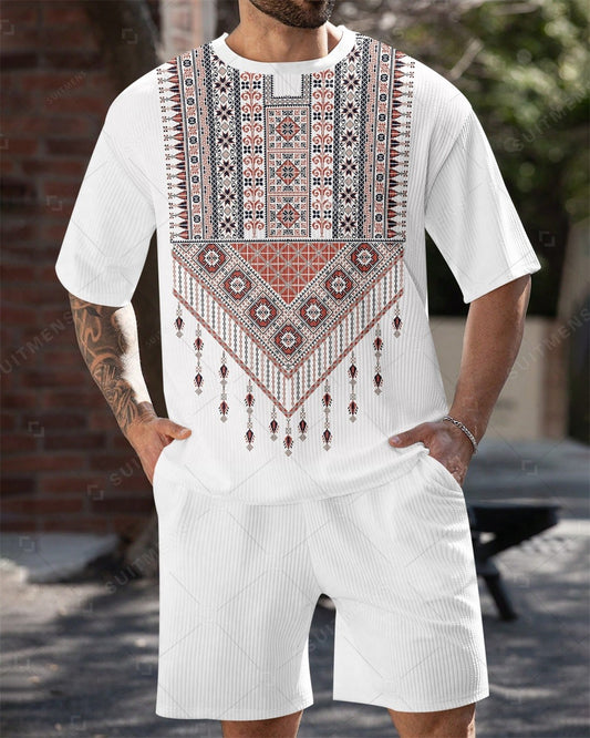 Men's Simple Retro Summer Round Neck Set 190