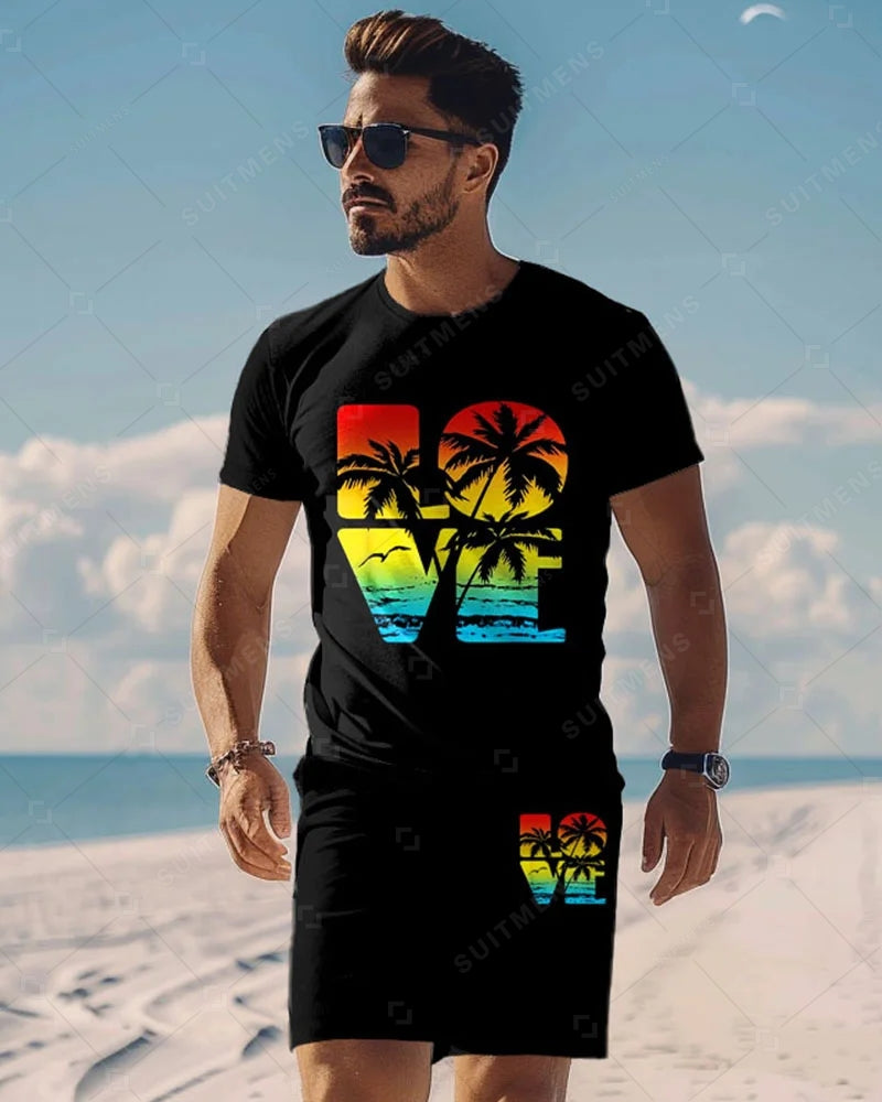 Men's Holiday Casual Shorts Set 454