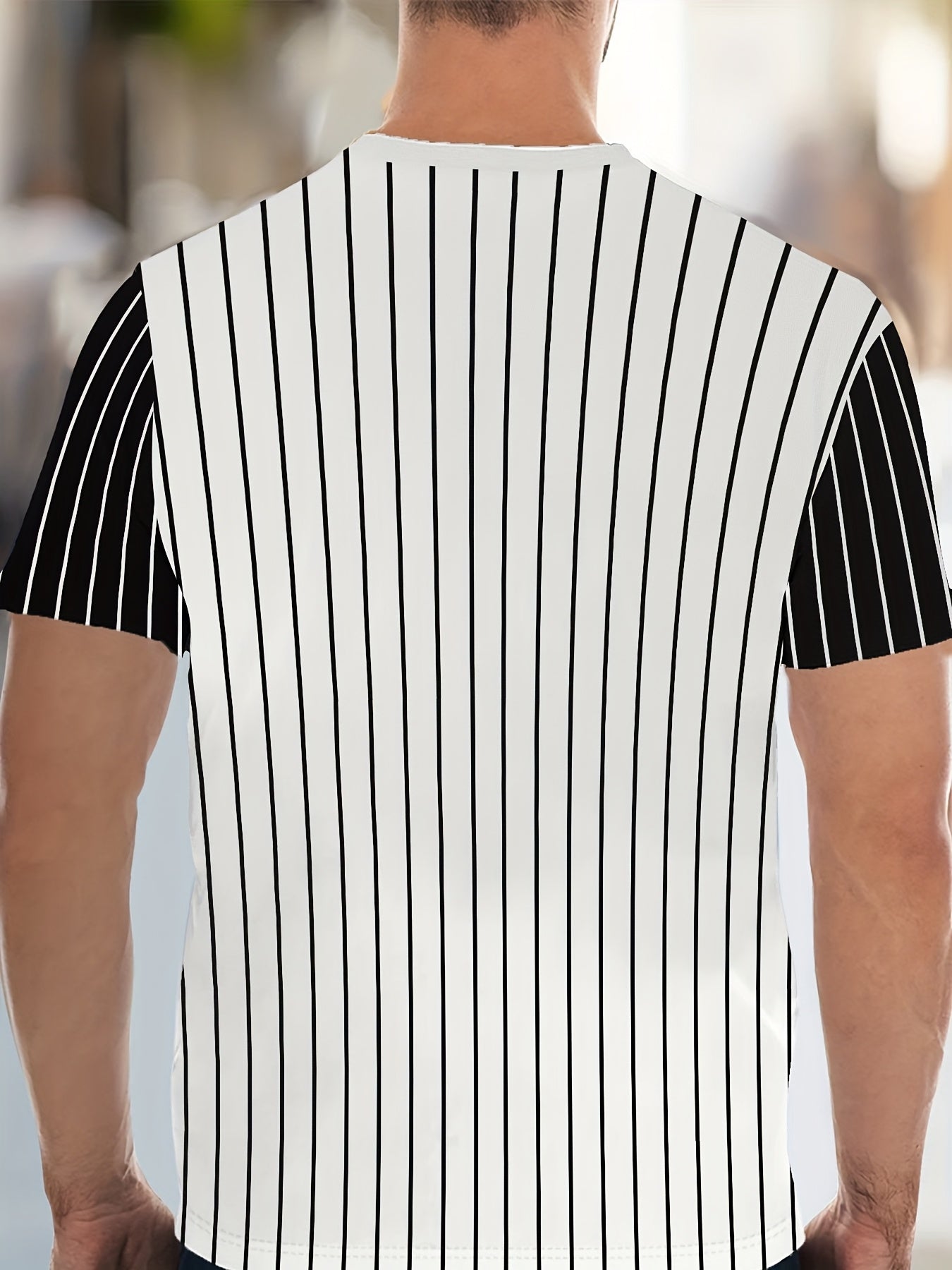 Men's Vertical Stripes Summer Round Neck Set 113