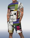 Men's spring and summer graffiti print suit 050