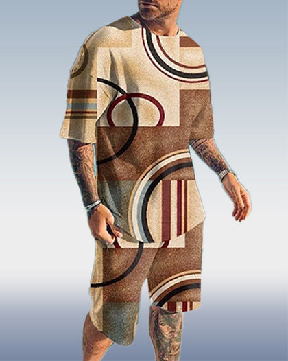 Suitmens Men's Colorblock Print Shorts Set 360