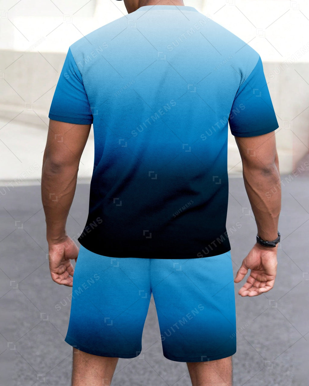 Men's Summer Gradient Printed Round Neck Suit 287