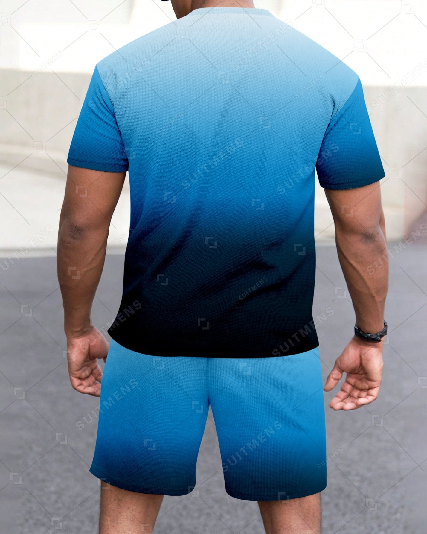 Men's Summer Gradient Printed Round Neck Suit 287