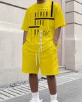 Men's Yellow Summer Round Neck Set 105