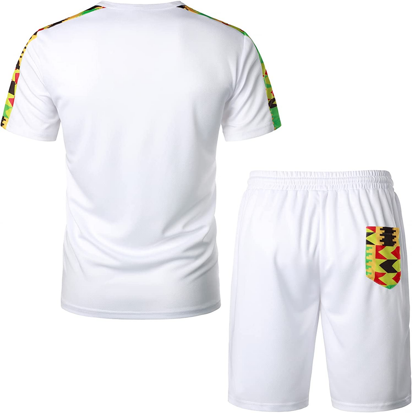 Men's Printed Colorblock T-Shirt and Shorts Set 006