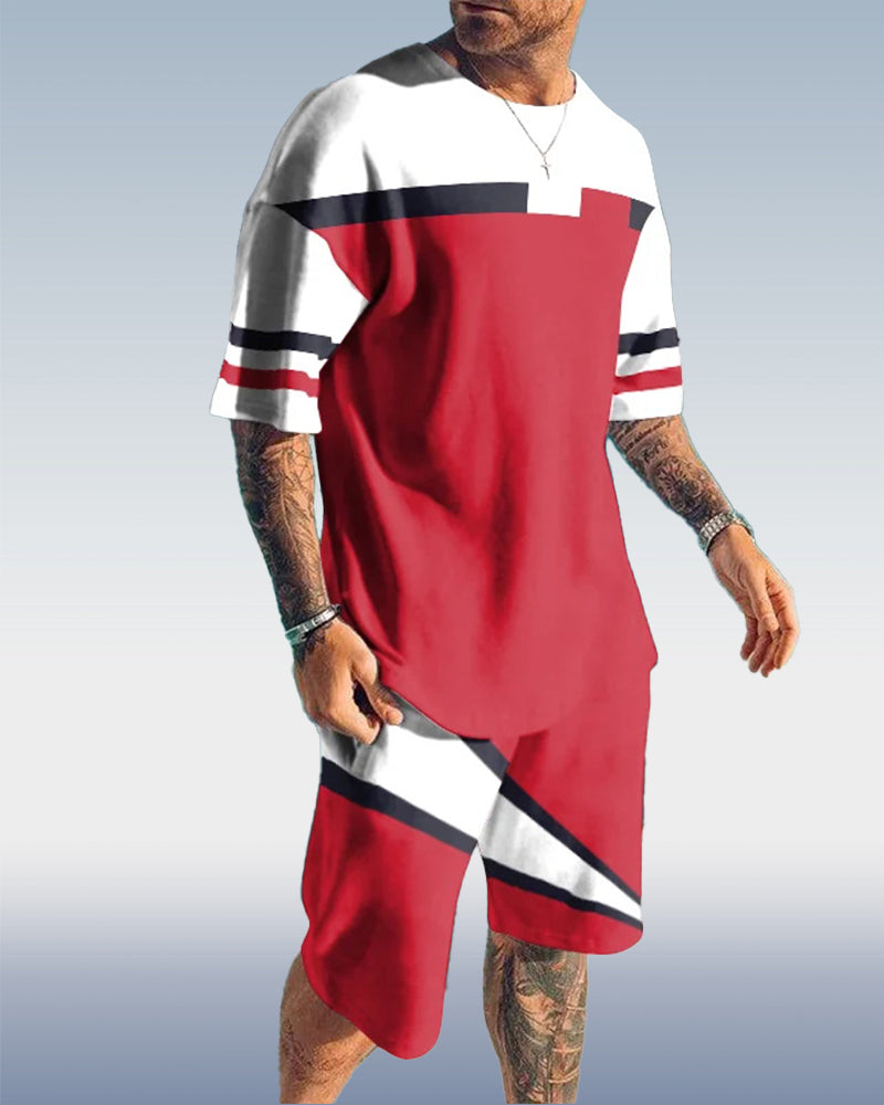 Suitmens Men's Colorblock Print Shorts Set 128