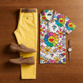 Men's Casual Colorful Floral Short-Sleeve Shirt And Trousers Two-Piece Set