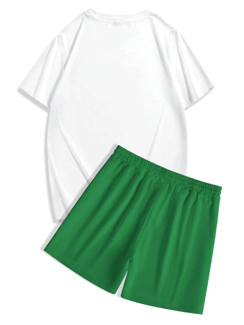 Men's Summer Car Print Round Neck Set 261