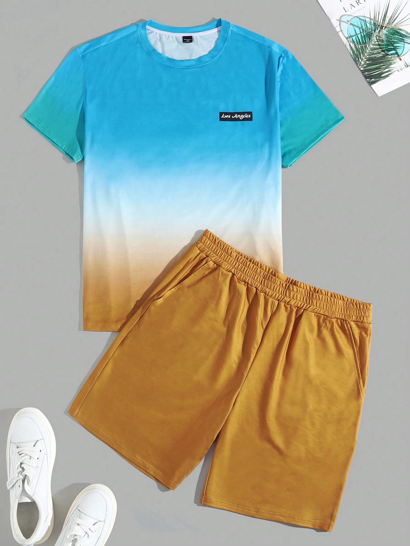 Men's color matching casual shorts Set 405
