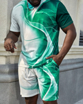 Men's color matching casual shorts Set 404