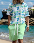 Men's casual gorgeous textured printed shorts set 556